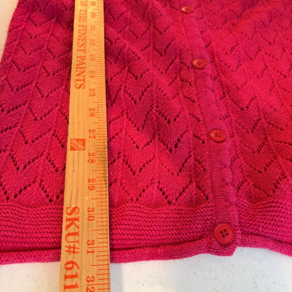 Vintage SK‎ Wear Raspberry Red Sleeveless Knit Button-Up Vest Preppy Academia - Picture 6 of 8